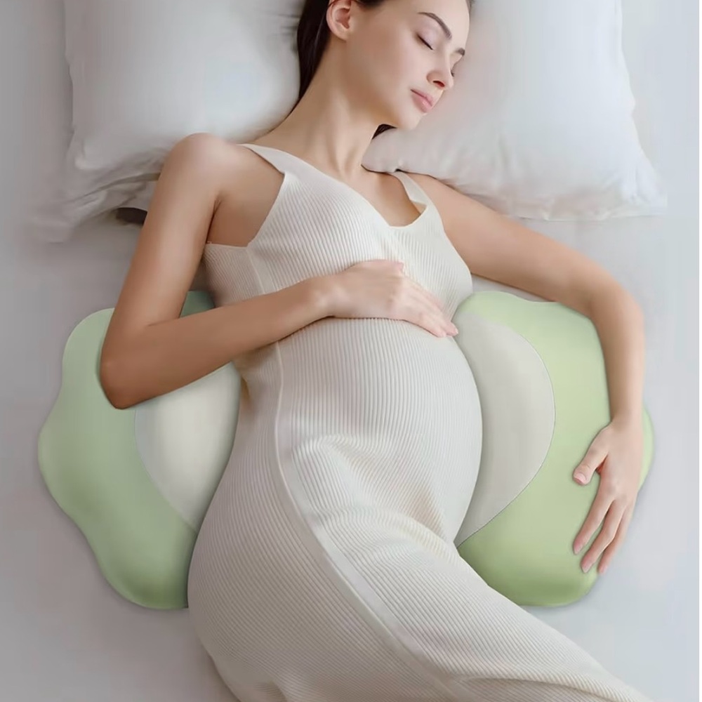 Maternity Pregnancy Side Support Pillow - Sage Green & Cream